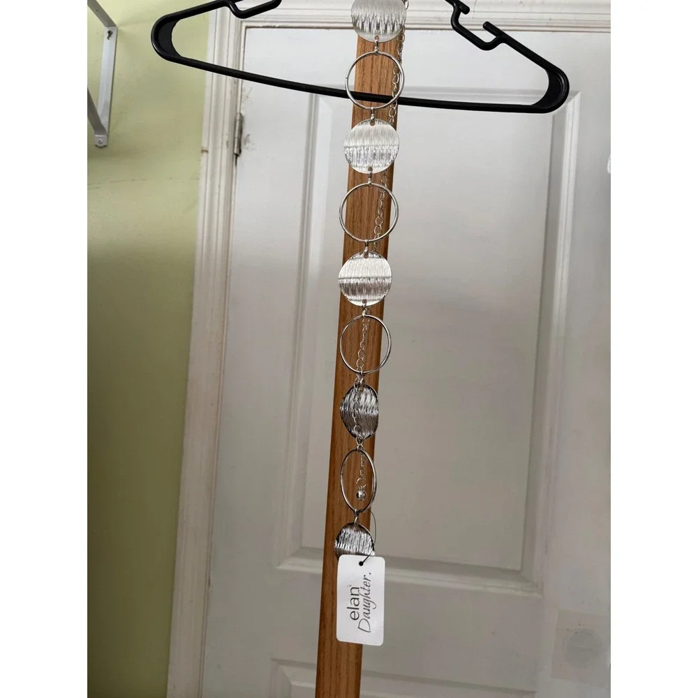 Elan's Daughter Silver Chain Belt Textured Disc and Open Ring Link Adjustable